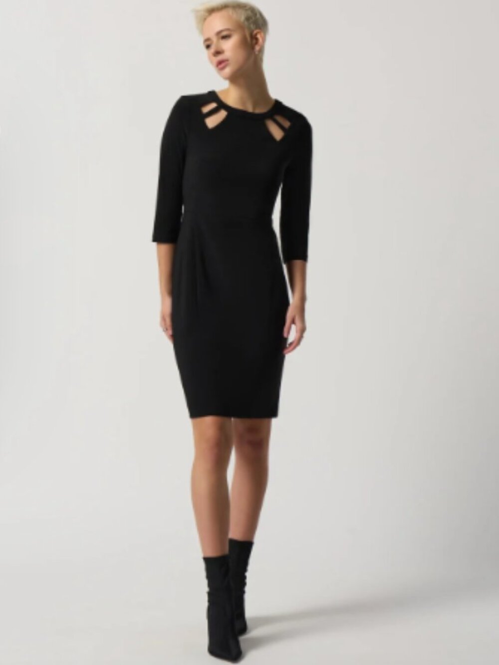 Joseph Ribkoff Black Keyhole Neckline Sheath Dress 8